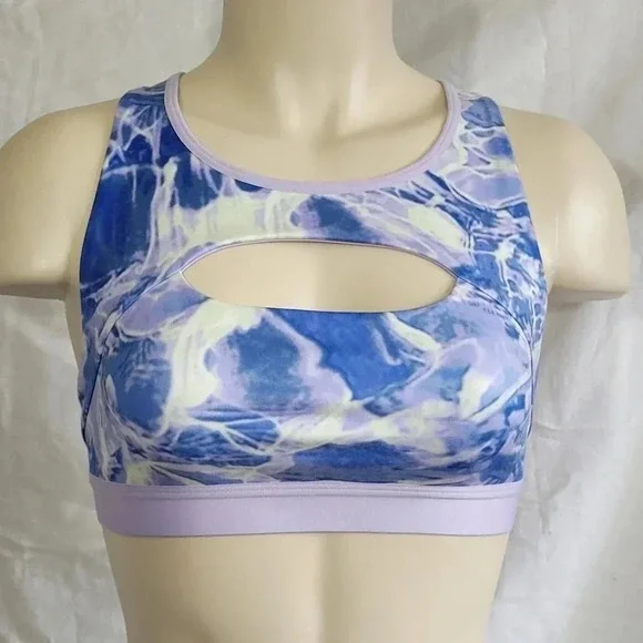 XS Champion B5951 Soft Touch Wire Free Cutout Sports Bra Blue‎ & Purple NWT - Picture 1 of 7